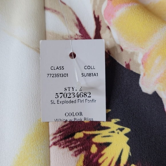 WHBM Fit N Flare Dress Size 6 White Pink Floral Sleeveless Back V Neck Lined New - Picture 6 of 11